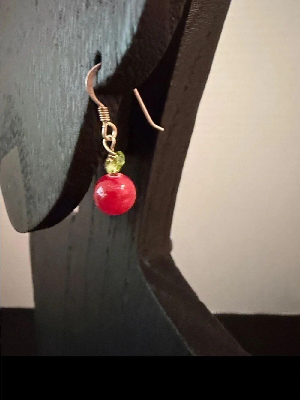 925 Silver Red Cherry/Apple Drop Earrings -